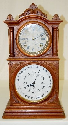 B.B.Lewis Carved Calendar Shelf Clock