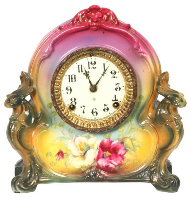 Ansonia Royal Bonn China Clock ÂLa CharnyÂ