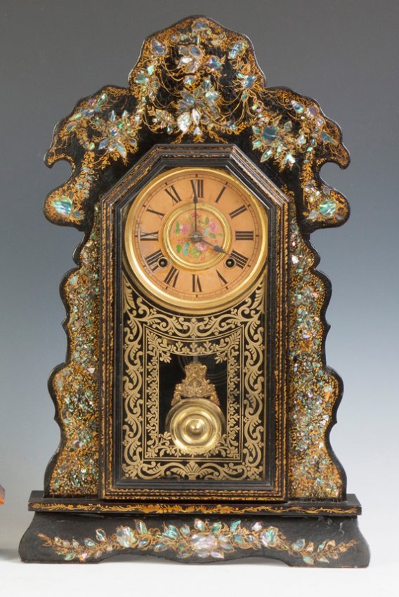 Ansonia Clock Co. Paper Mache & Mother-of-Pearl Shelf