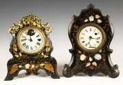 Two Terry Clock Co. Iron Front Shelf Clocks