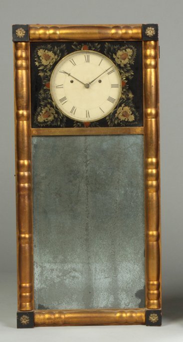 New Hampshire Striking Mirror Clock, attr. to Abiel Cha