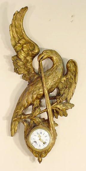 Samuel Marti Gilt Wood Eagle Wall Clock