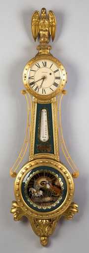 Fine & Rare Waltham Gilt Front Banjo Girandole Clock