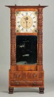 Carved Abner Jones Shelf Clock, Bloomfield, NY