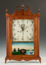 Rare Eli Terry Pillar and Scroll Shelf Clock