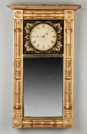 Samuel Abbott Gilt Wood Mirror Clock, Boston, MA