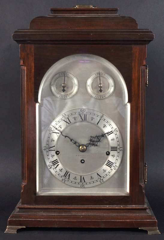 A GOOD EDWARDIAN MAHOGANY CLOCK BY B. BARNETT LTD.,