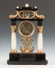 Austrian Ebonized & Alabaster Clock