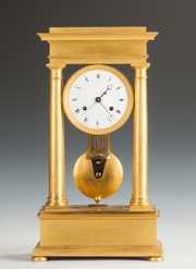 Fine French Gilt Bronze Portico Clock