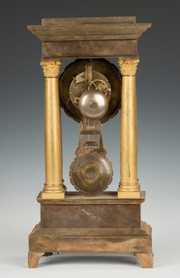French Gilt Bronze Portico Clock