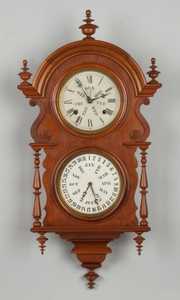 Welch Spring & Company Victorian Walnut Calendar Clock