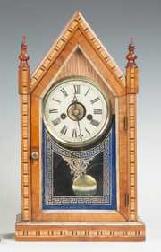 Inlaid Walnut Steeple Clock