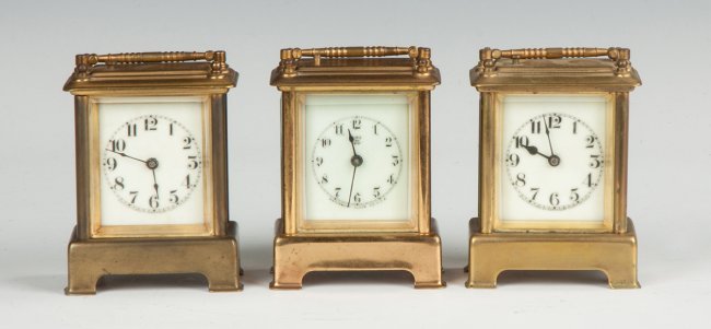 Three Waterbury Carriage Clocks