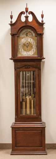 Colonial Revival Figured Mahogany Clock