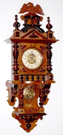 Carved German Open Well Clock w/Eagle