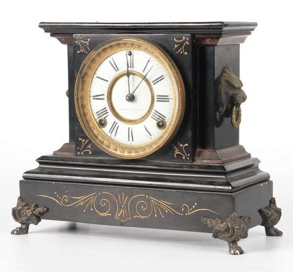 Late 1800 Victorian cast iron mantle clock