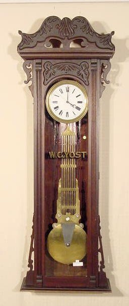 Walnut Pinwheel Jewelers Regulator Clock