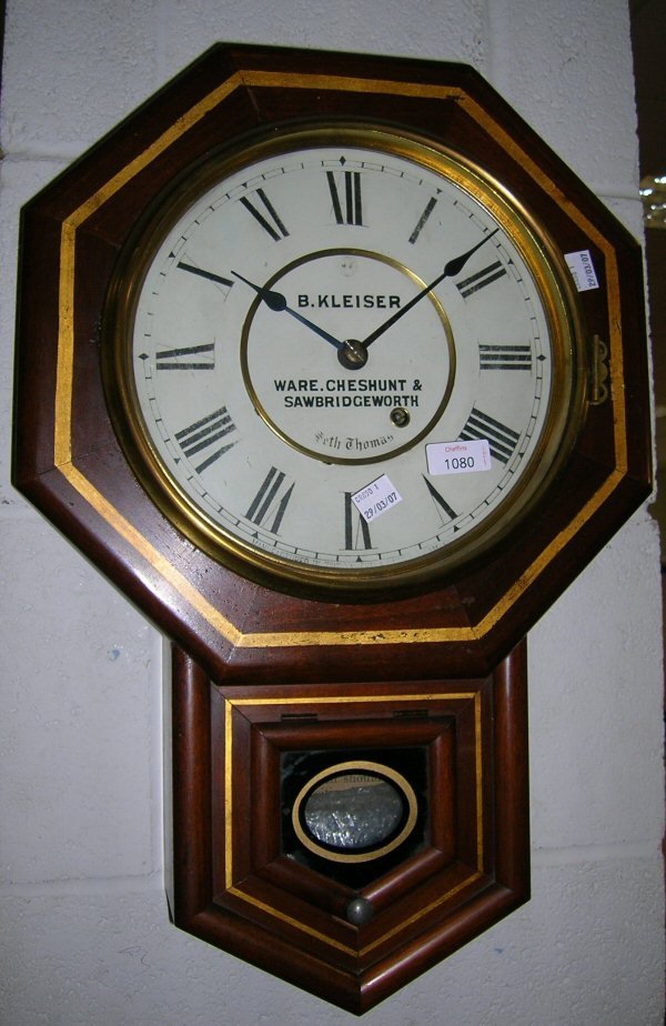 A SETH THOMAS DROP DIAL WALL CLOCK