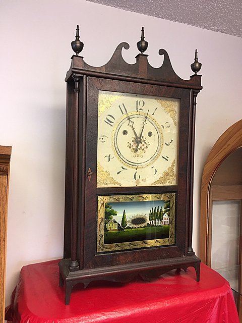 Silas Hoadley “Upside-Down” Pillar and Scroll Clock