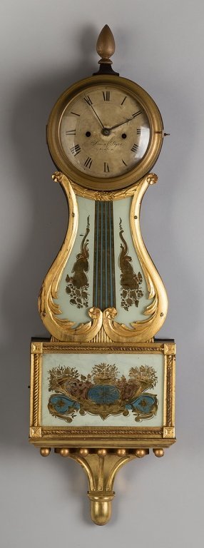 Sawin & Dyer Boston, Gilt Front Lyre Banjo Clock