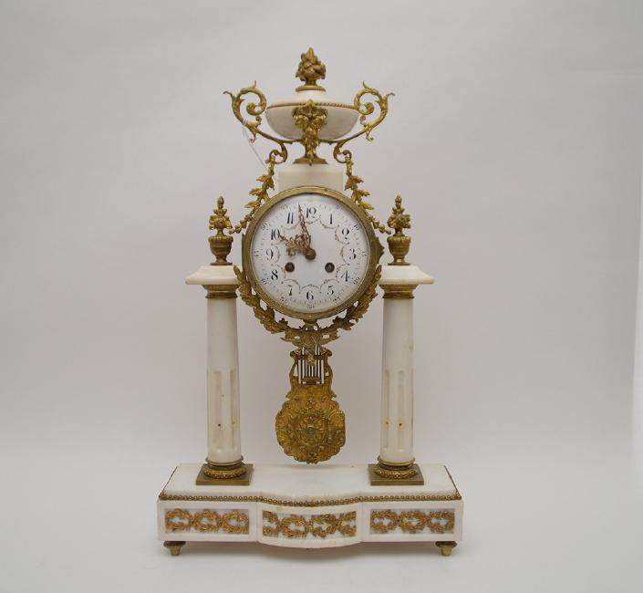 Marble & Gilt Bronze Clock with time and strike