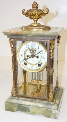 Ansonia “Cosmo” Onyx Crystal Regulator Clock