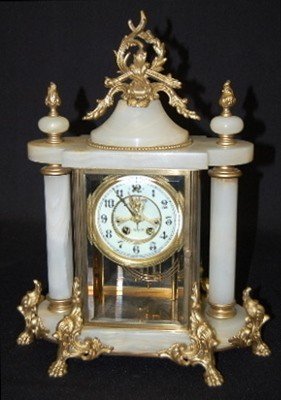 Ornate Gilbert Onyx Crystal Regulator Clock