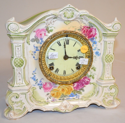 Antique Ansonia Royal Bonn “La Orne” Porcelain Shelf Clock