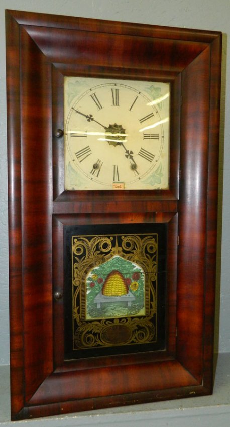 Jerome & Co. 8 day clock w/beehive detail.