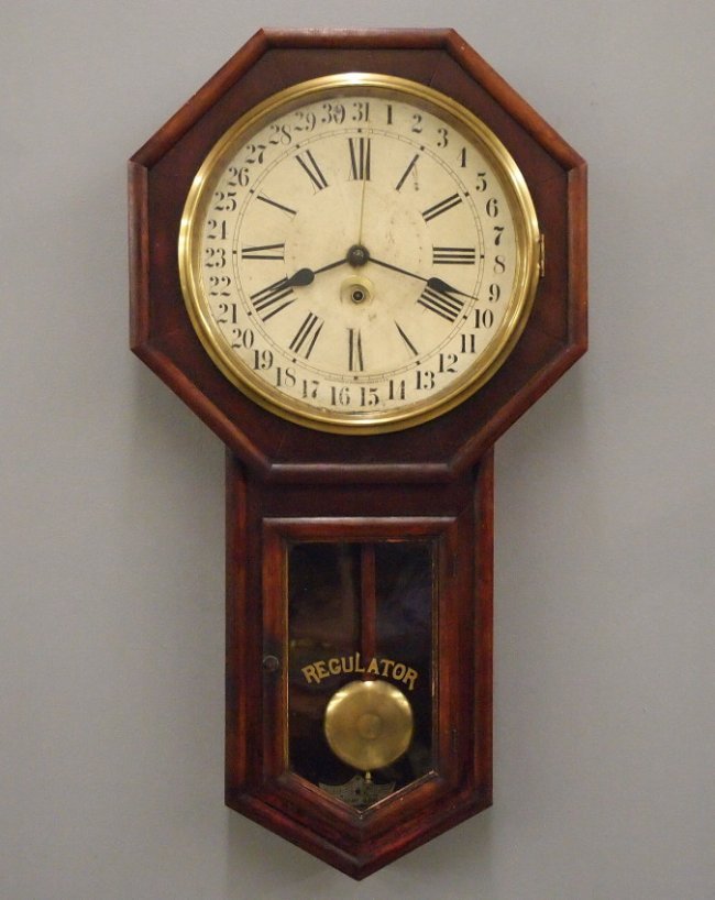 Waterbury long drop schoolhouse clock