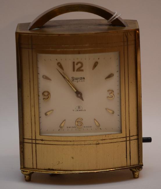 Swiza Mingon 2 Sided Swiss 8 Jewel Alarm Clock.