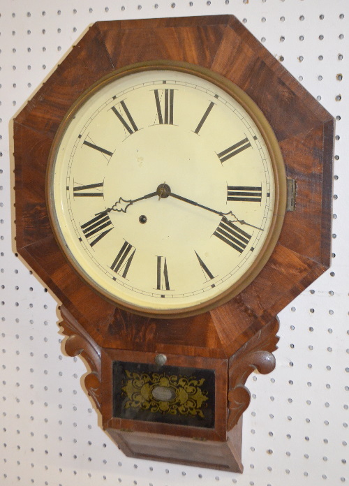 Antique Ansonia Brass & Copper Co. Octagon Drop Wall Clock