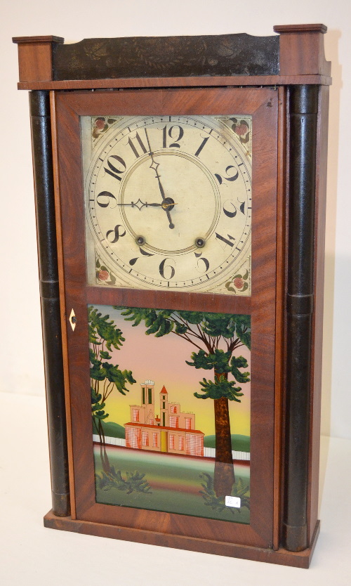 Antique Silas Hoadley Split Column Wood Works Clock