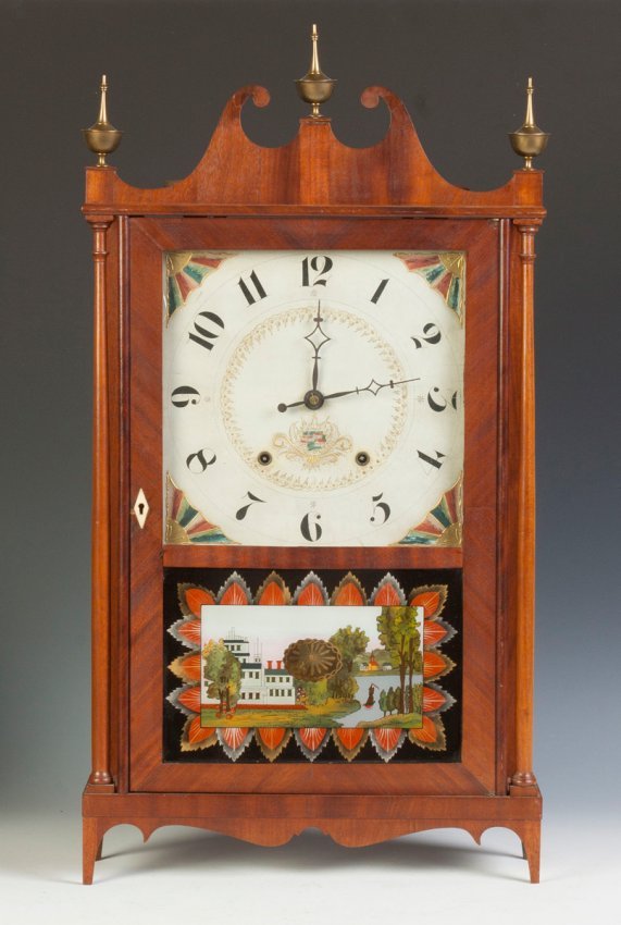 Riley Whiting, Winchester, CT, Pillar & Scroll Clock