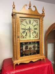 Tiger Maple Pillar and Scroll Clock