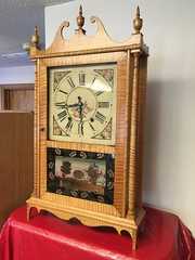 Tiger Maple Pillar and Scroll Clock