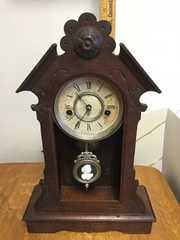 Waterbury Clock Co. Black Walnut Shelf Clock