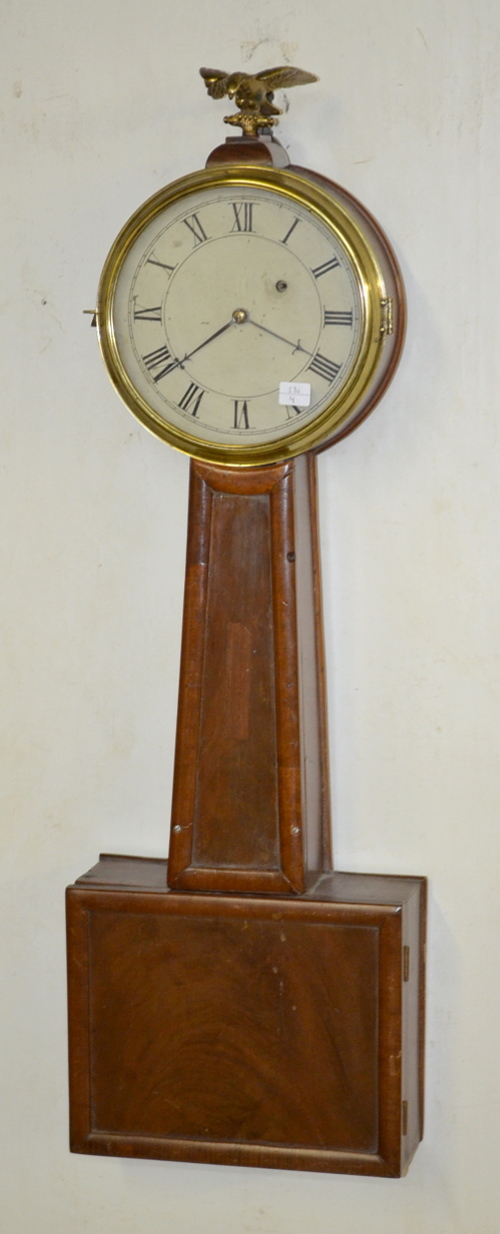 Antique American Made Weight Driven Wood Banjo Clock