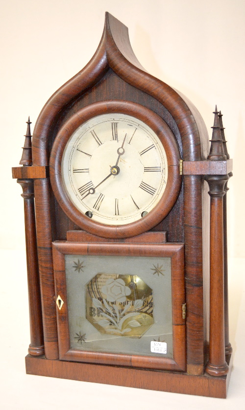 Antique Pond & Barnes Double Steeple Onion Top Shelf Clock