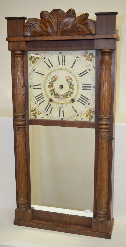 Antique Mark Lane Carved Column Wood Works Clock