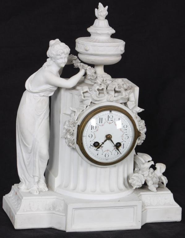 Sevres Figural Bisque Mantle Clock