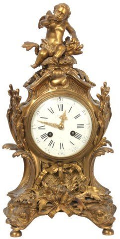 Figural French Bronze Mantle Clock