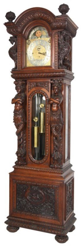 R.J. Horner Oak 9 Tube Grandfather Clock