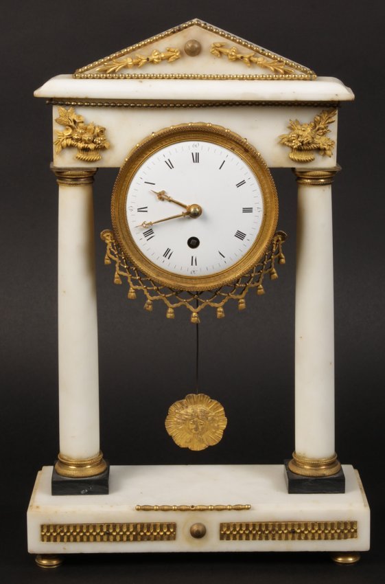 MARBLE DORE BRONZE PORTICO CLOCK 1880