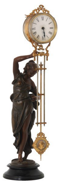 Ansonia Figural Fisher Mystery Swinger Clock