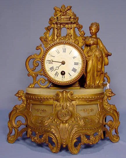 French Brass and Marble Clock