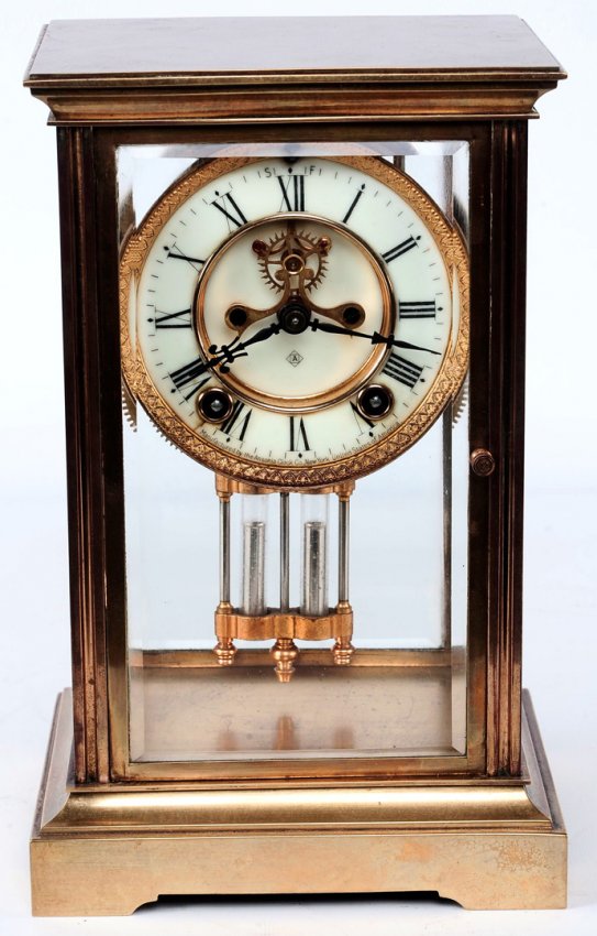 AN ANSONIA CRYSTAL REGULATOR TABLE CLOCK