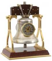 French Industrial Marble & Bronze Bell Clock