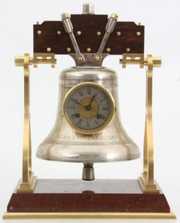 French Industrial Marble & Bronze Bell Clock