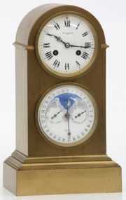 Bronze Double Dial Calendar Mantle Clock